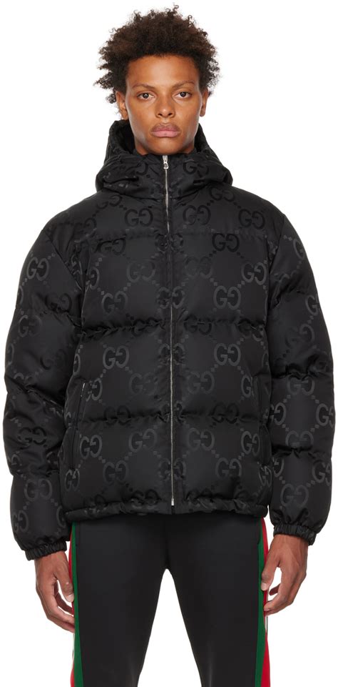 gucci black jumbo gg down jacket|gucci suede jacket.